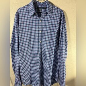Ralph Lauren Men’s Slim Fit Performance Dress Shirt Blue Plaid Size XL